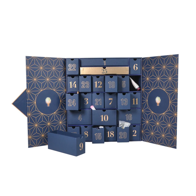 Customized queryCalendar Box Advent Customized 24 Drawers Christmas Advent Calendar Cosmetic Luxury Gift Paper Box and Packaging
