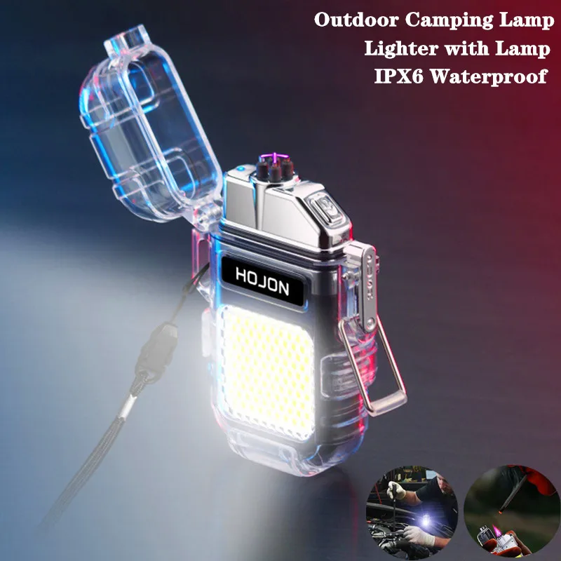 Electric lighter Luminous Windproof Plasma Dual ARC Lighters Rechargeable USB Lighter Waterproof Camping light Torch Gift