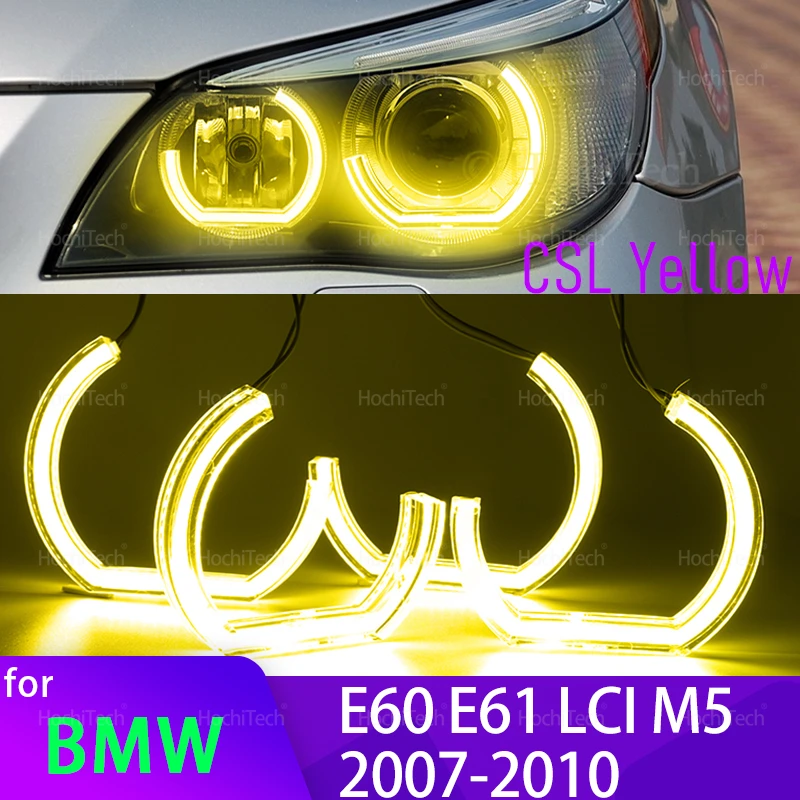

For BMW E60 E61 LCI 528i 530i 535i 550i M5 2007-2010 CS CSL Style Lemon Yellow DRL Angel Eyes Light Daytime Running Light