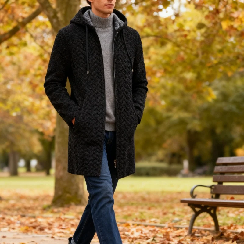 2025 Sweatwear Men's Hoodies Long Sleeve Sweatshirts for Men Zipper Hooded Mens Oversize Winter Top Jacket Coat Black Sweater