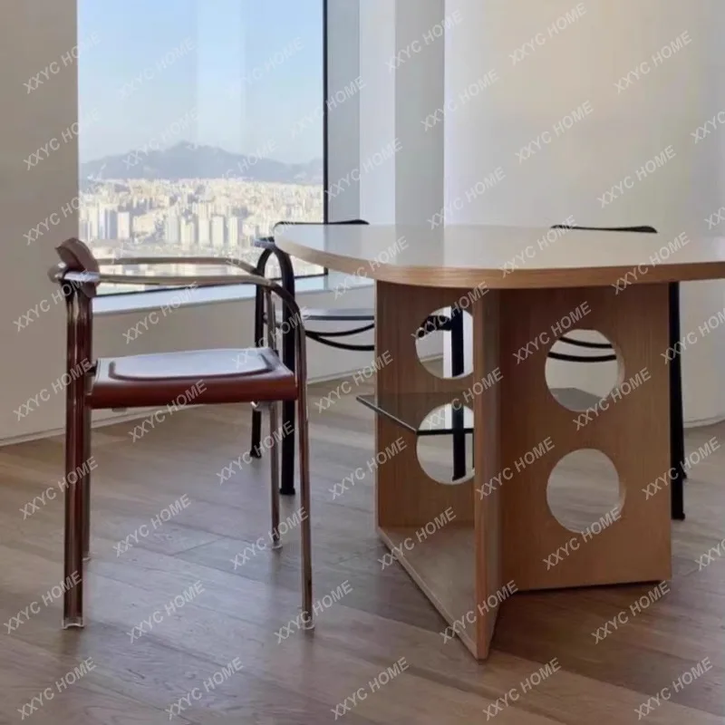 

SSC Wabi-sandy Wind Special-shaped Irregular Dining Table Household Solid Wood Creative Negotiation Conference Table Design