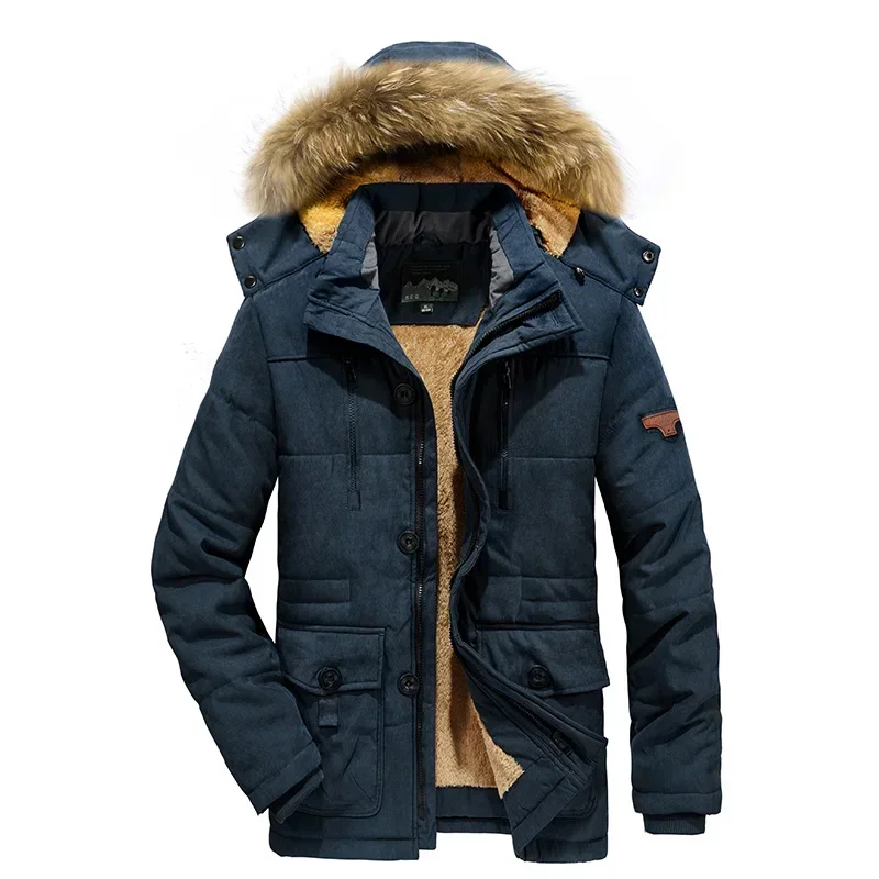 Parka à capuche avec col en fourrure pour hommes, veste d\'hiver chaude, manteau décontracté, optique, sourire, imperméable, mode, automne, nouveau