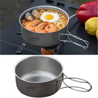 Ultralight Titanium Camping Pot Foldable Picnic Camping Instant Noodle Bowl Portable Outdoor Hiking Camping Cooking Bowl