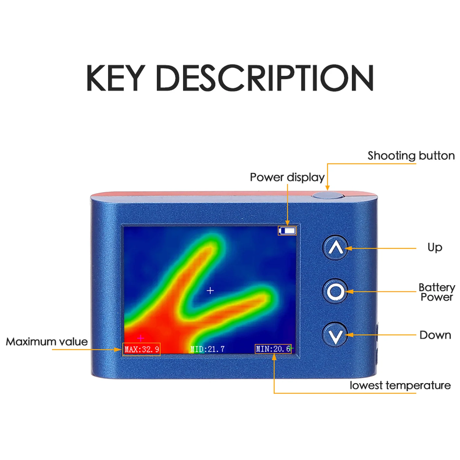 Mini caméra d'imagerie thermique numérique portative HY MLX90640, dispositif d'imagerie infrarouge 2.4 pouces