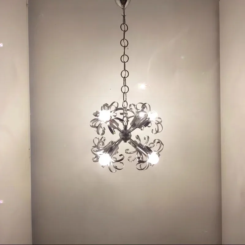 GHJUYIOL Flower Ball Ancient Style Stainless Steel Color Restaurant Flower Ball Pendant Bedroom Art Decorative Light