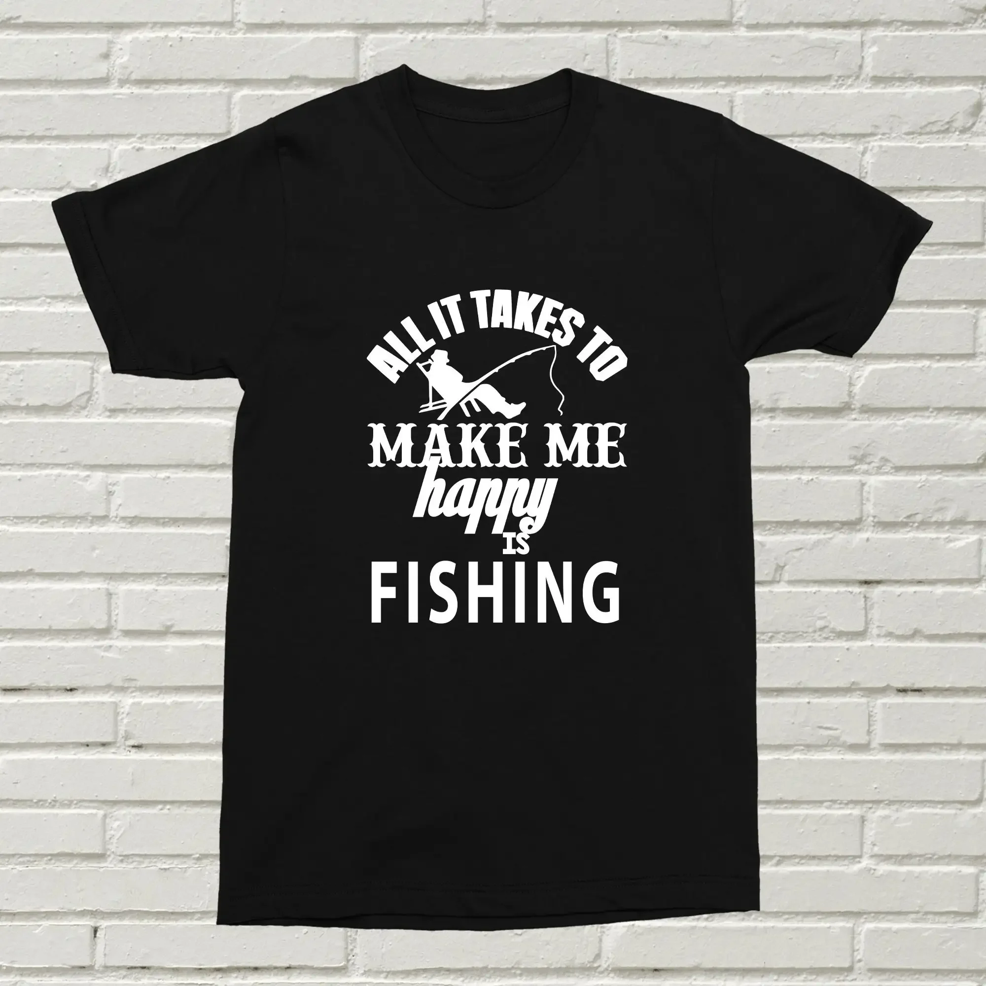 Todo lo que me hace feliz es pescar, camiseta divertida para relajarse, regalo alternativo, caña de pescar, mar