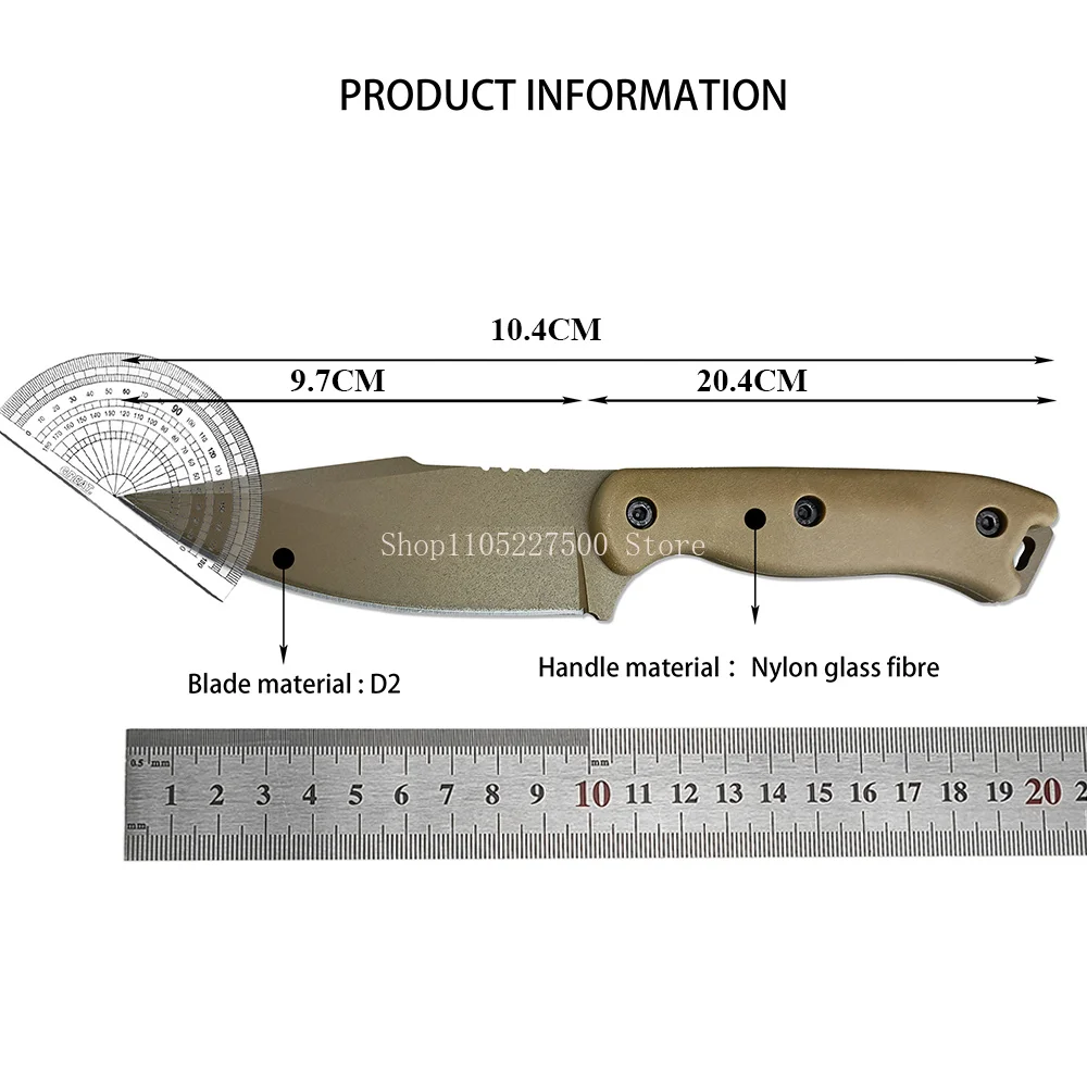 Jungle Adventure Fixed D2 Blade Knife- BK18 with Sheath Wilderness Walking Tour Climbing Camping Picnic Portable Pocket Knife