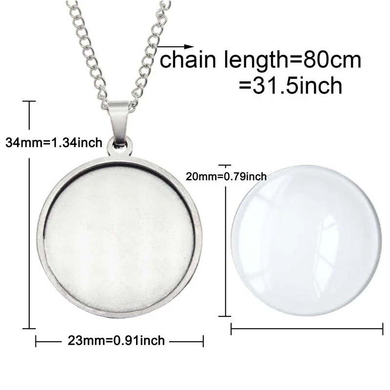 Julie Wang 1 Set Round Cabochon Base Settings Charm With Glass Stainless Steel Blank Tray Bezel Pendant Jewelry Making Accessory