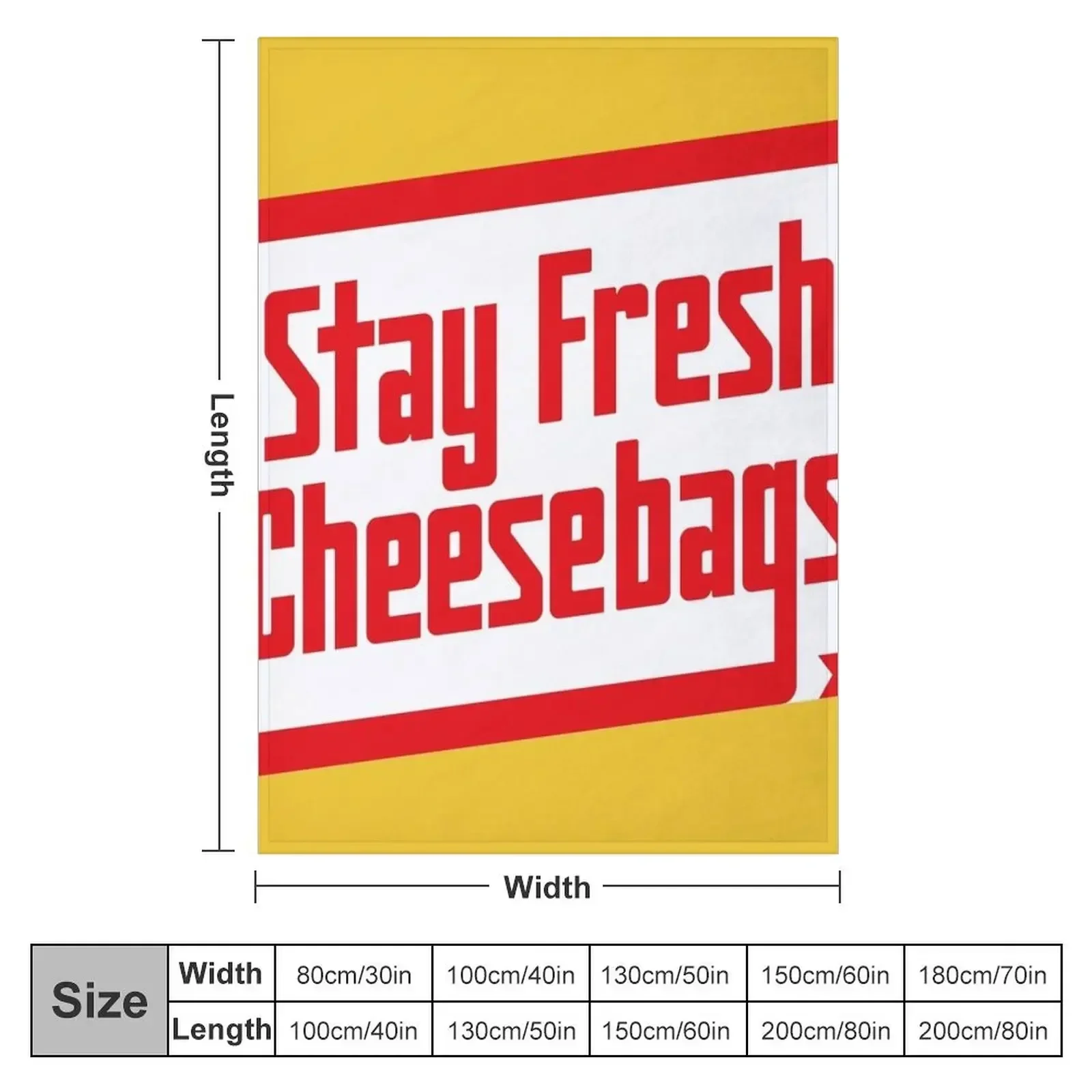 Stay Fresh Cheese Bags - Retro (Red and White on Yellow) Throw Blanket Heavy Moving Blankets