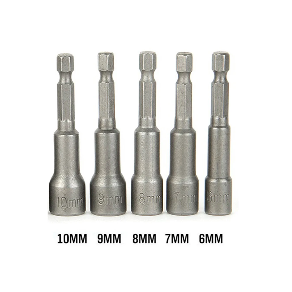 

5pcs 6-10mm Socket Magnetic Nut Screwdriver 1 4 Hex Key Set Drill Bit Adapter For Power Drills Drivers Socket Kit