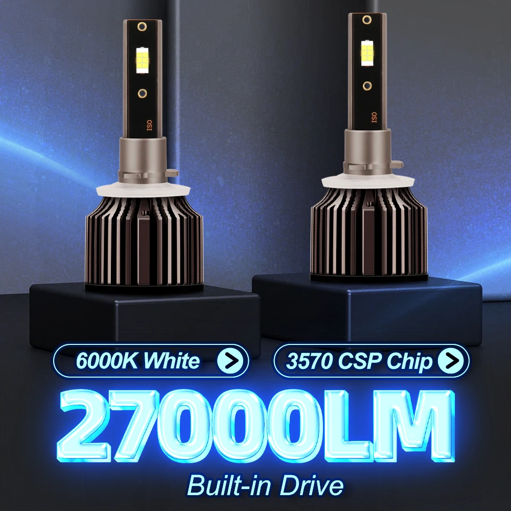 27000LM H7 H4 H11 LED Headlight 180W High Power H1 H3 H13 HB4 HB3 9005 9006 9004 9007 Turbo Lamps 6000K White Car Fog Lights 12V