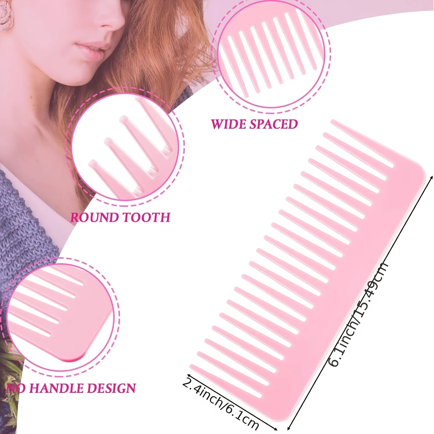 12-Pack Wide Tooth Combs (Black, Pink, Blue), Detangling Combs for Wet & Dry Hair, Curly Hair Care & Daily Styling
