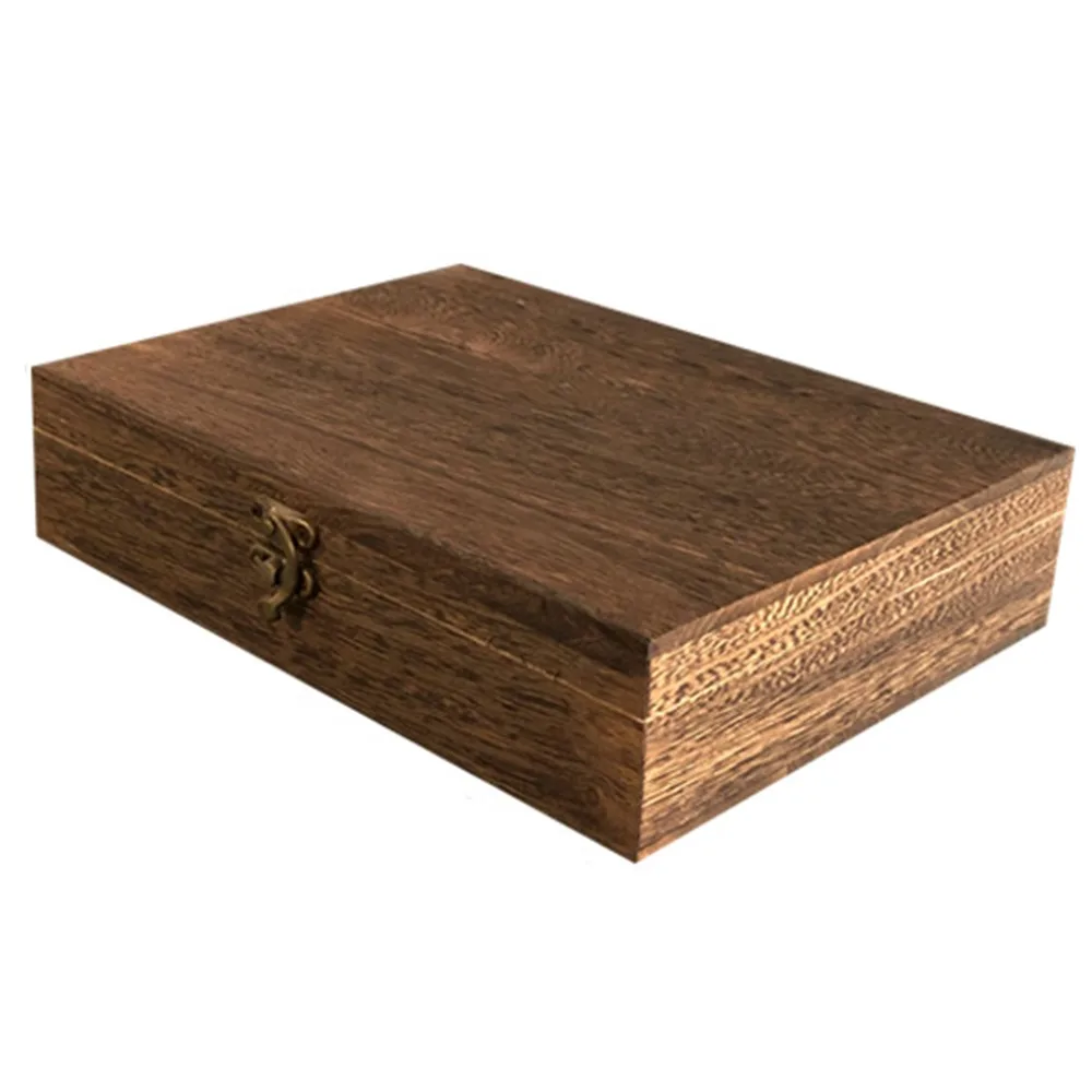 Gift Wood Retro Lockable Storage Box Drawer/Flip Type Dust-Proof Treasure Chest Exquisite Vintage Jewelry Case Pu'Er Tea