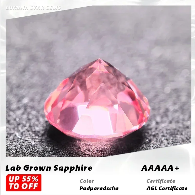 

L-Lab Grown Padparadscha Round Cut Red Lotus Color Extremely Shiny Quality DIY Ring Necklace Earrings Main Materials Certificate