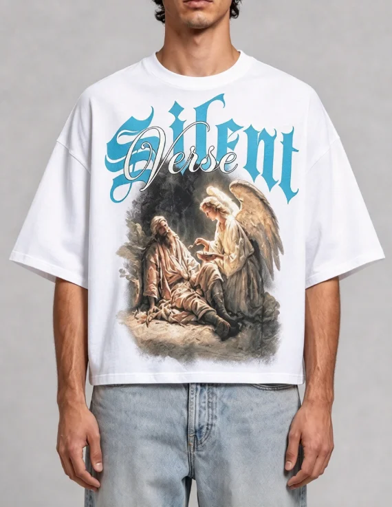 2026 new Best-Seller Trending Religious Angel Silent Verse Oversized Short Sleeve Tee Streetwear Enthusiasts Daily Wear Item