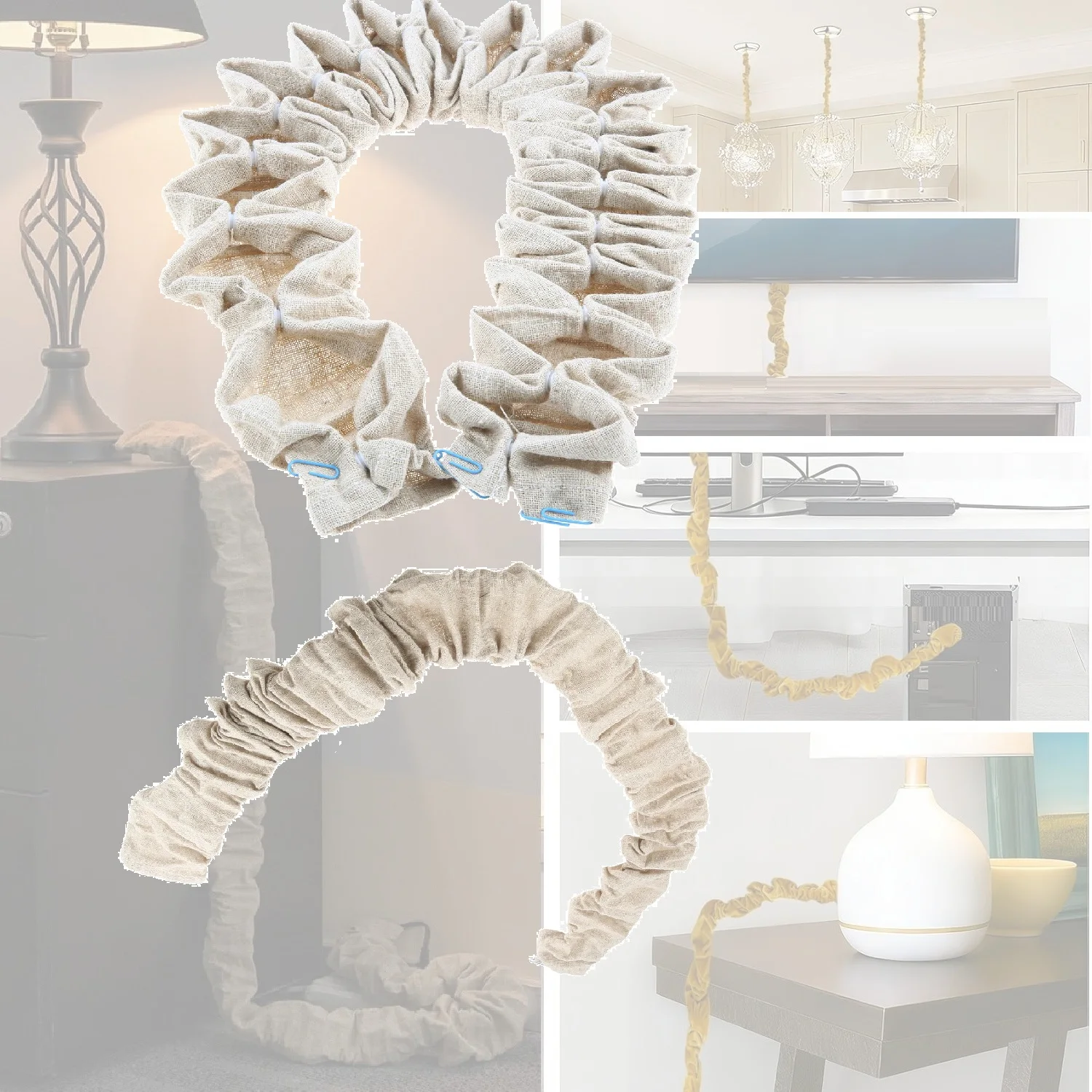 2pcs Fabric Cord Cover for Ceiling Chandelier Pendant Lamp Floor Lighting Cable Chain Wires Sleeve Decorate Rustproof Dust Cover