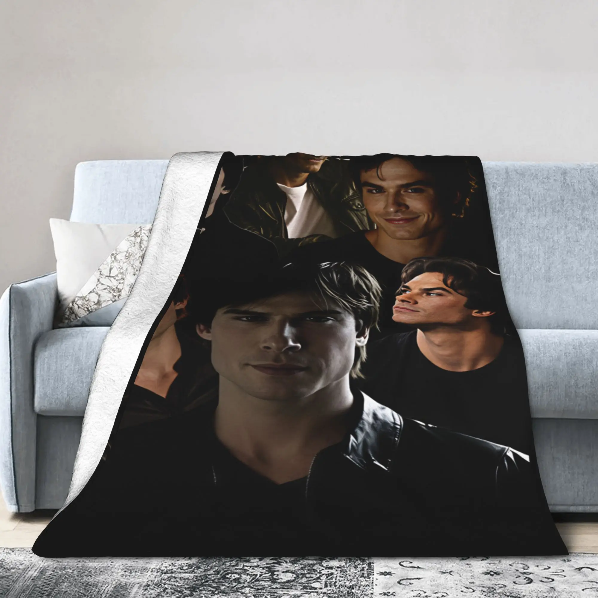 Damon Salvatore TVD Character Group Blanket Quality Soft Warm  Throw Blanket Winter Airplane Travel Home Decor Bedspread