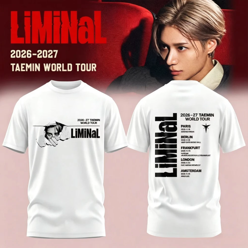2026 KPOP TAEMIN LiMiNaL World Tour T Shirt SHINee Taemin Signature Print Tees Men Women Casual O-neck Short Sleeve Tops