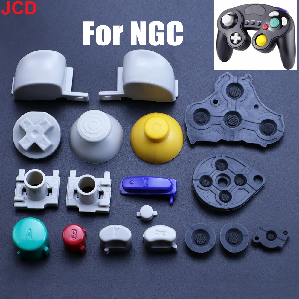 JCD Full Set Button For GameCube NGC Gamepad Power ON OFF Key A B X Y L R D Pads Mod Kit Silicone Pads Rubber Conductive Button