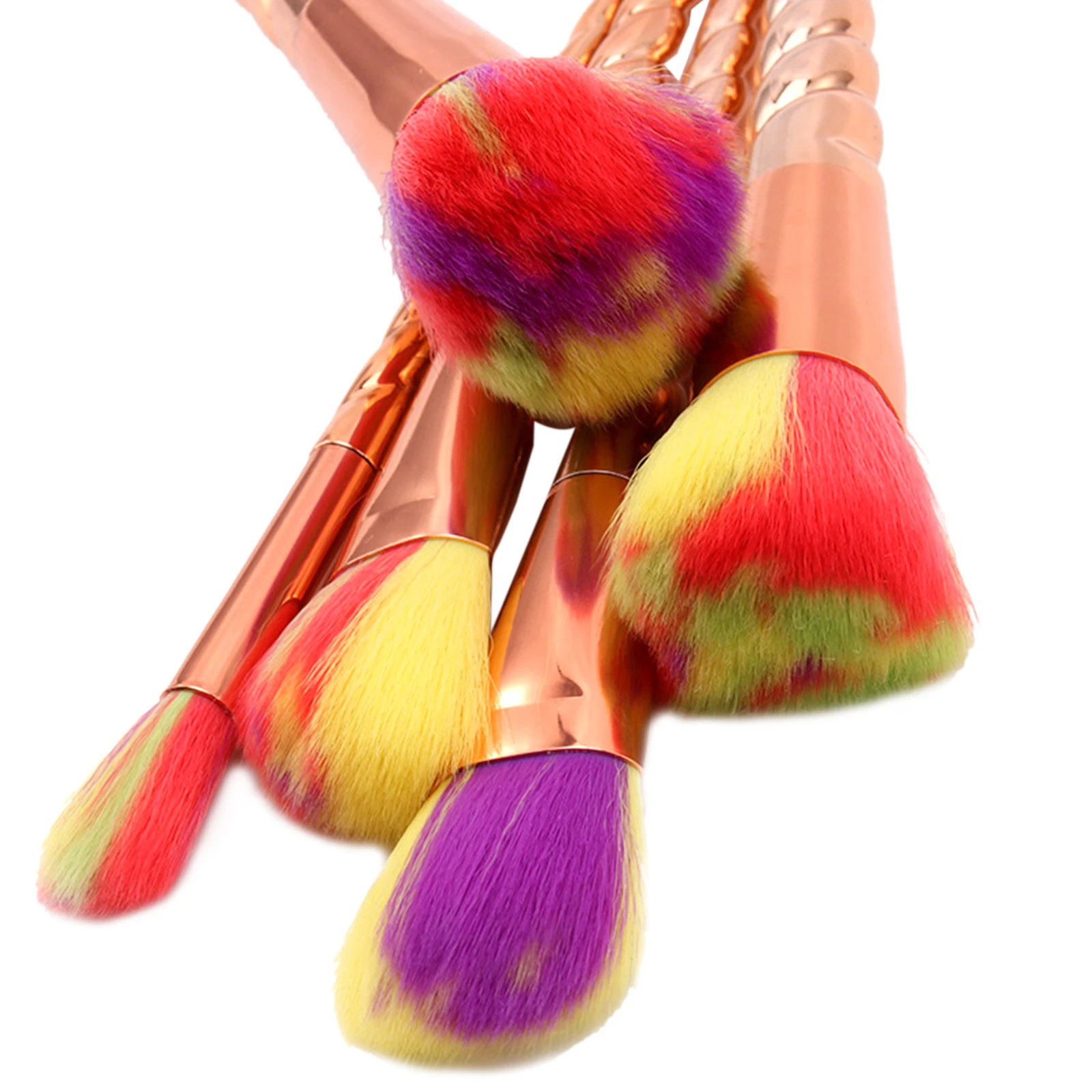 5 pezzi/set pennelli per trucco moda fibra colorata spirale per capelli manico antiscivolo adatto fondotinta in polvere fard correttore multifunzionale