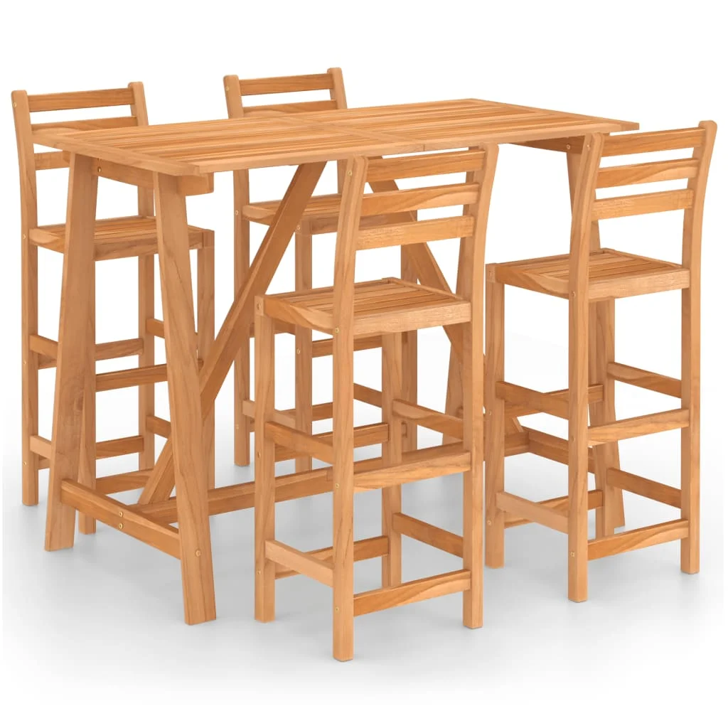 5 Piece Patio Bar Set Solid Acacia Wood C Outdoor Table and Chair Sets Outdoor Furniture Sets