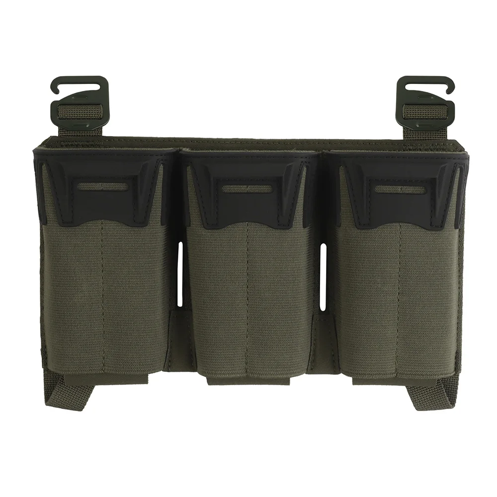 Camo Style Multi-Caliber Triple Mag Pouch for 3Pcs 5.56 MAG/6Pcs 9mm Long Magazine Pouch,Hunting Vest Plate Carrier Accessory
