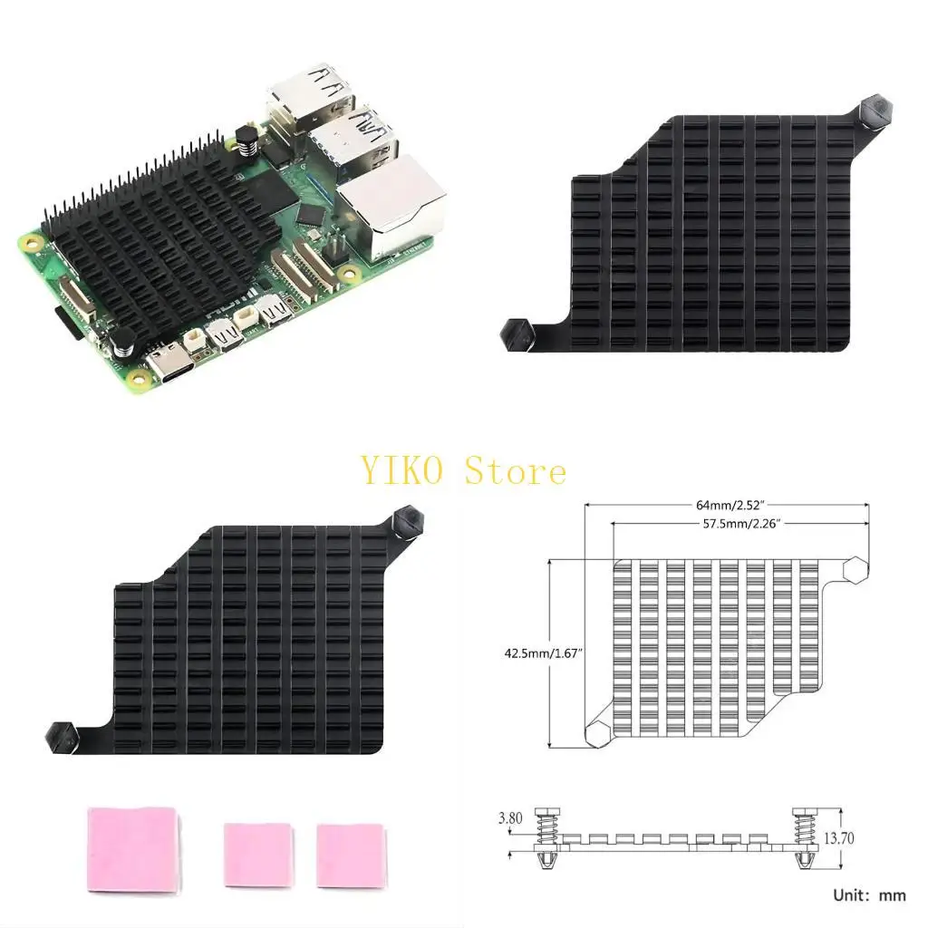 

K32C Aluminum Alloy Heatsink for RPI 5 Development Board Heat Radiator Pad