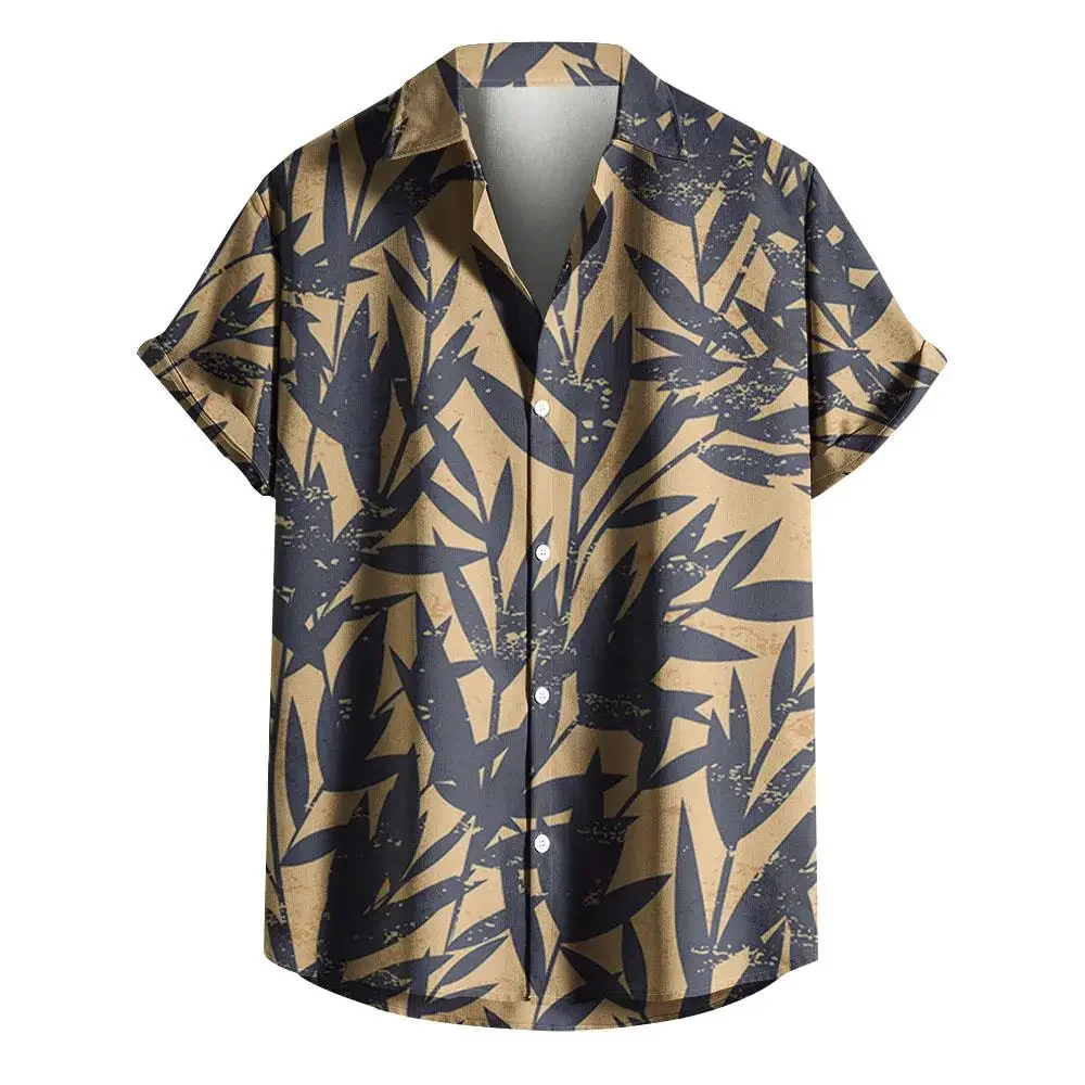 Camisa hawaiana informal de manga corta para hombre, camisa abotonada de moda para exteriores, calle, diario, Otoño, 2024