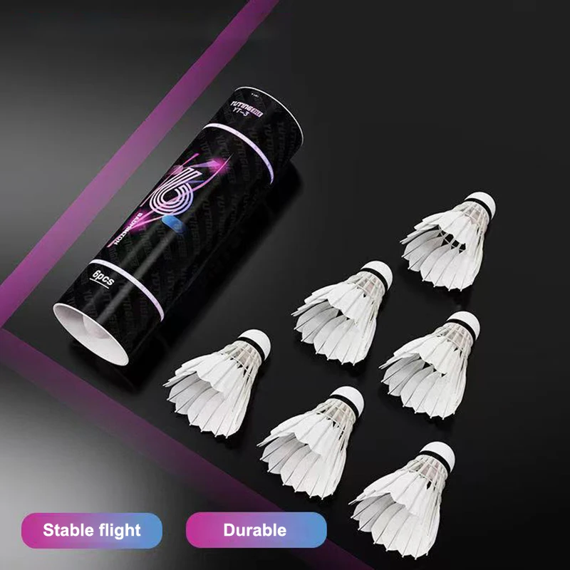 New#3/6Pcs Badminton Balls Shuttlecock White Goose Feather Flying Stability Durable Feather Shuttlecock Ball Outdoor Training