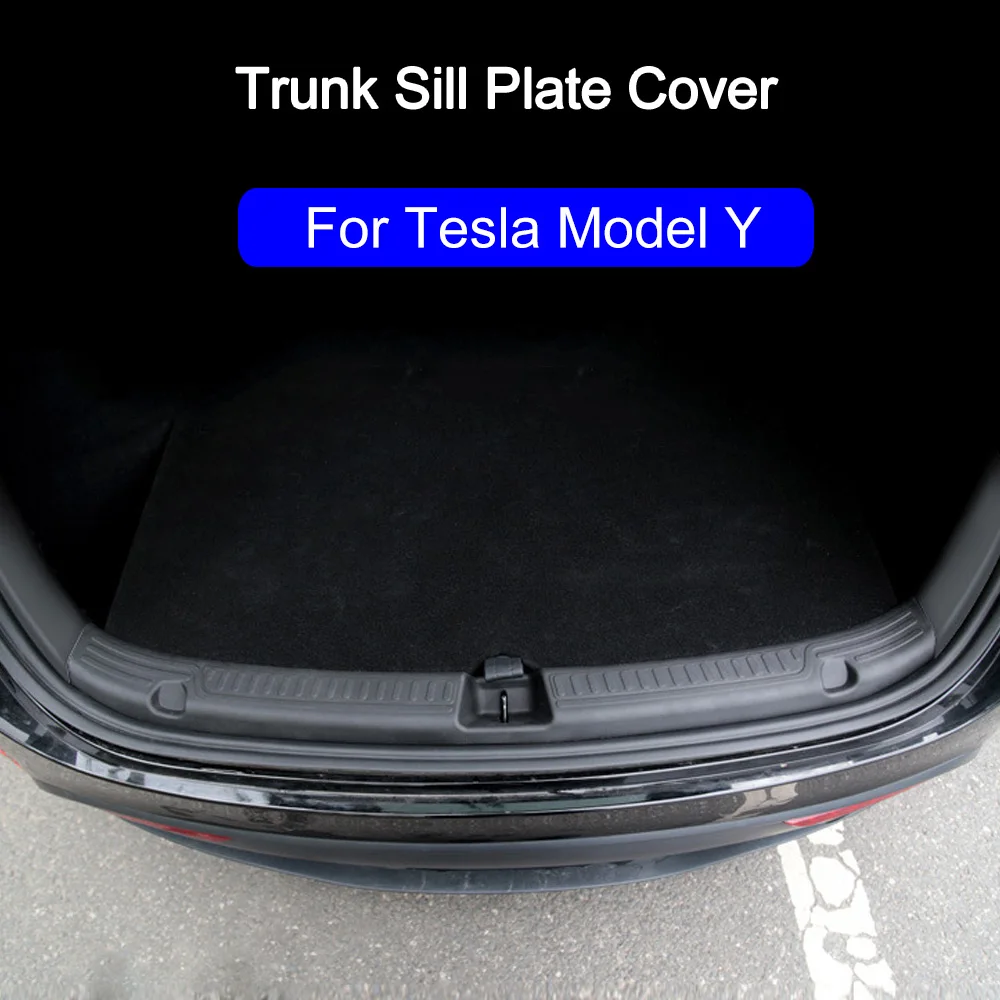 Model Y Trunk Sill Plate Cover TPE Rubber Protector for Tesla Model Y Threshold Bumper Guards Anti-dirty Pad