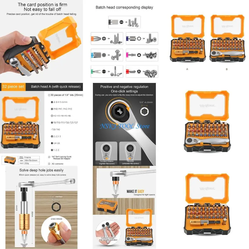 

L8RC 2 Standard Screwdriver Bit 32-Piece Screwdriver Bit Set 1/4'' 25mm Torx