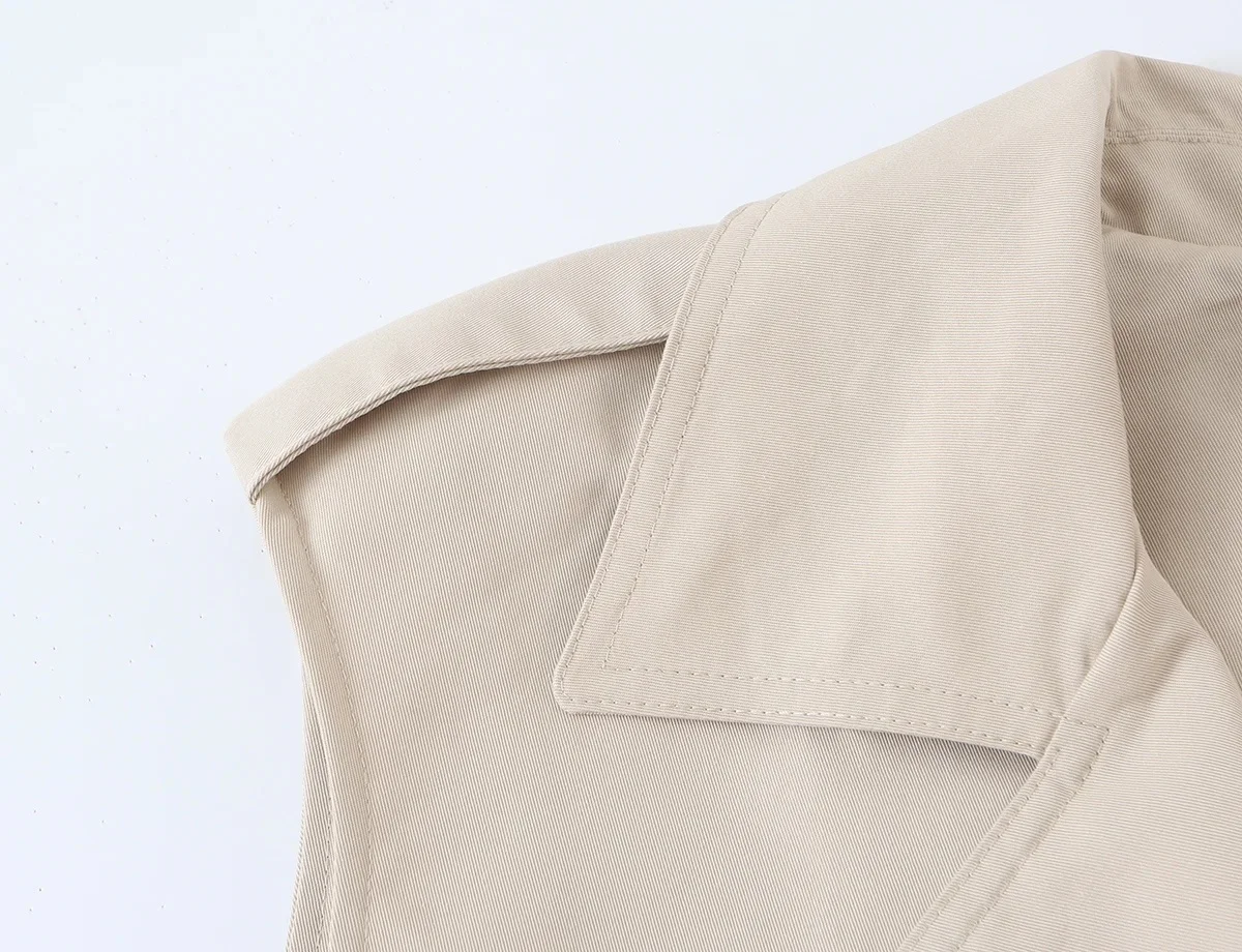 KONDALA Damen Lässige Trendige Bluse Doppelreihig mit Gürtel V-Ausschnitt Taschen-Tanktop Neue Mode 2026 Sommer Frühherbst Lässige Weste – Detail 4