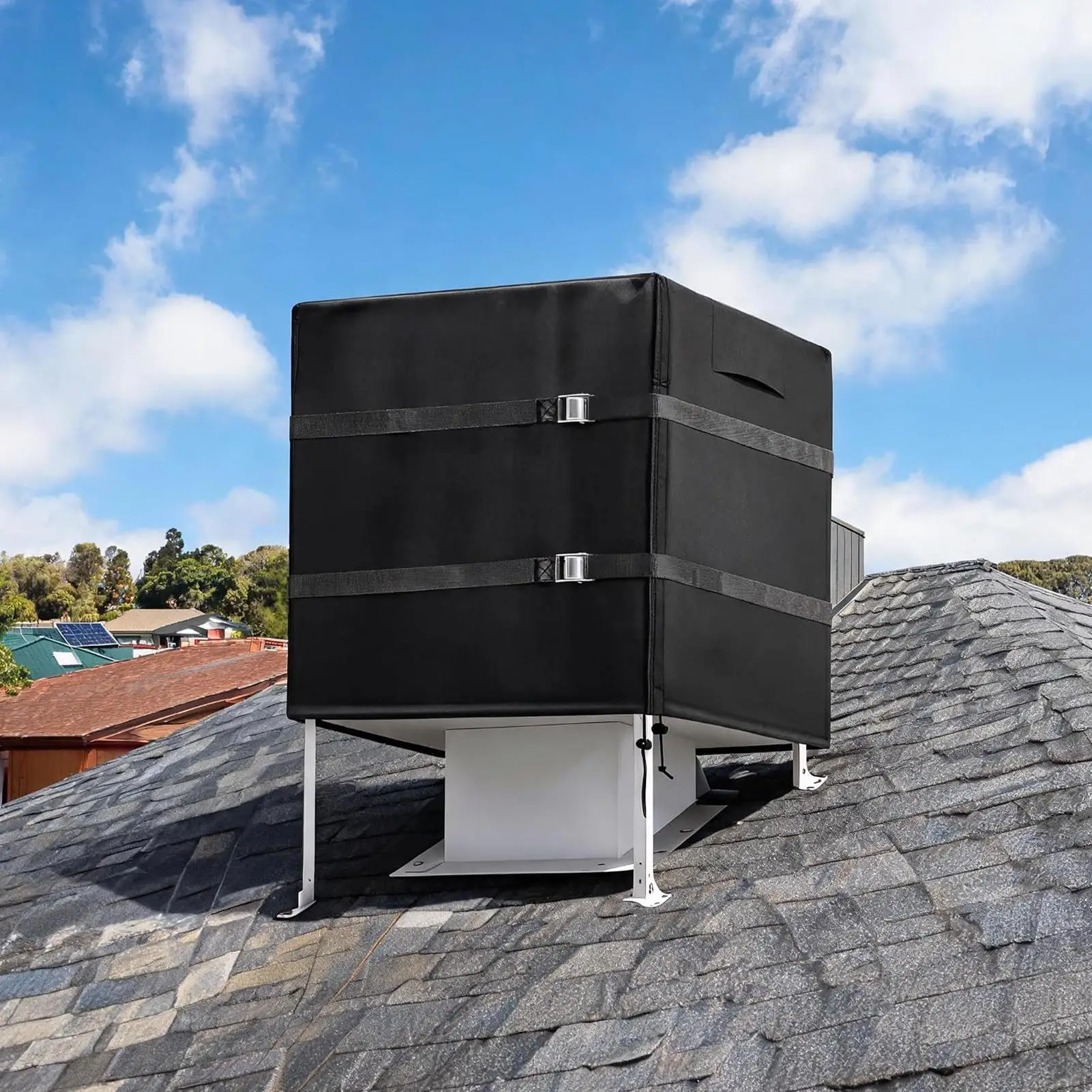 Black Dustproof Protective Cover with 2 windproof metal buckles for Air cooler Water Tank Pallet Garden Furniture Cover