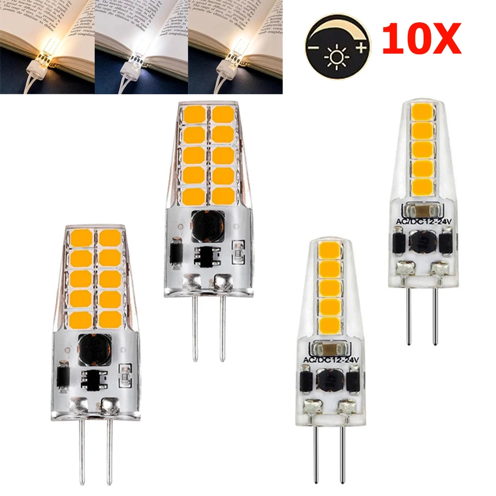 10X Dimmable G4 Led Light Bulbs Cold Spotlight Corn 220V 360 Cool Lamparas 3W Lampada Decoration Smd Glass Cover 12V White 6000K