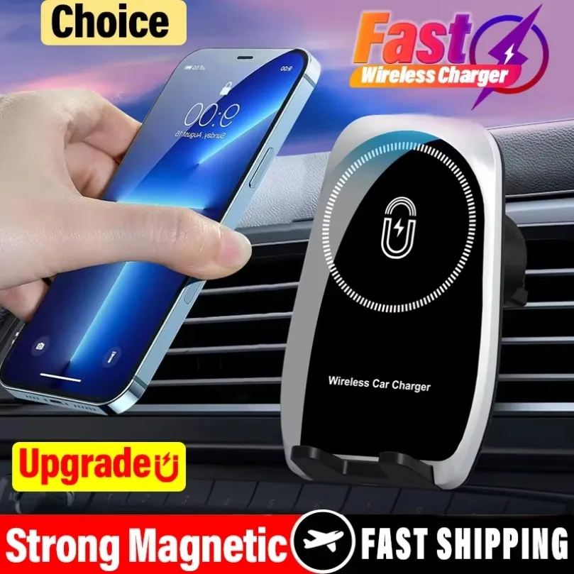 Car Air Vent Mount Magnetic Wireless Phone Charger 15W Fast Charging Holder Stand for iPhone 18-12 Pro Max Mini