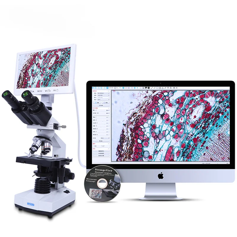 Microscopio Digital de doble lente portátil para EDU A33.5121-TH, pantalla LCD de 7 pulgadas, 2,0 M, USB biológico