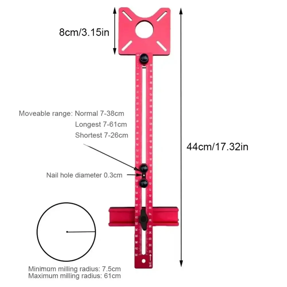 Aluminum Alloy Drill Punch Locator Adjustable Metric/Inch 4 in 1 Router Circle Cutting Jig Detachable Drilling Positioner Tool