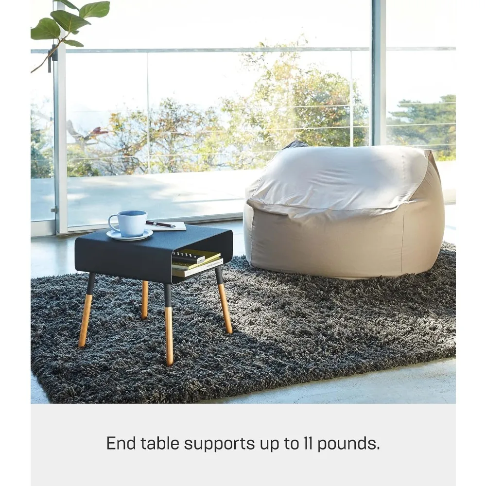 Home Plain Side Table With Open Storage Shelf, Rectangular Accent Space Saving Living Room Bedroom Couch End Table