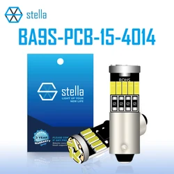 Stella 2pcs BA9S LED BAY9S BAX9S Bulb H6W T4W 15*4014SMD 6000K White Car Signal Light 12V Car Interior Dome lamp Reading Bulb