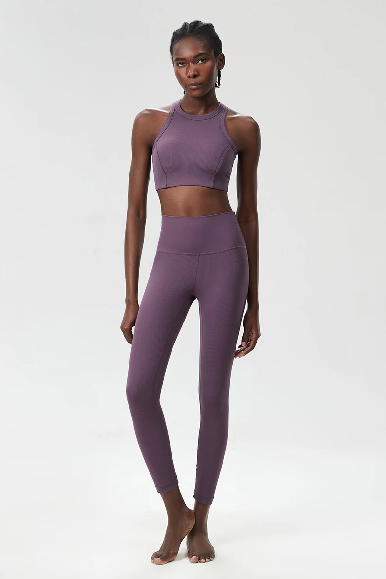 3 stücke Fitness Yoga Set Frauen Einfarbig Rippen Gym Anzug Langarm Training Läuft Sportswear Weibliche Atmungsaktive Workout Kleidung – Detail 7