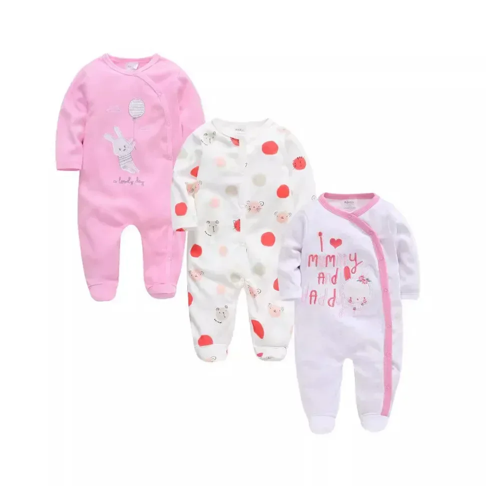 

Baby Girl Rompers 3pcs Onesie Three-piece Long-sleeved Baby Girl Foot Wrap Cartoon Clothes Baby Girl Outfit Set