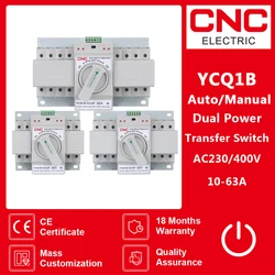 CNC Dual Power Automatic Transfer Switch 2P/3P/4P 63A Dual Power  AC230V 50/60Hz MCB Auto/Manual Switching Circuit Breakers