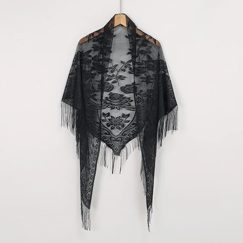 New Embroidery Lace Scarf Shawl Floral Triangular Veil Shawl For Women Party Scarf Wedding Poncho Stoles Ladies Headband Wraps