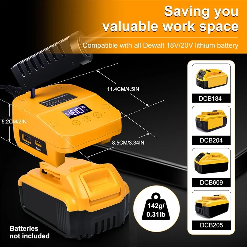 

for Dewalt 18V 20V Li-ion Battery Electric Soldering Iron Cordless Soldering Iron Station Fast Heating Up with USB&Type C Port