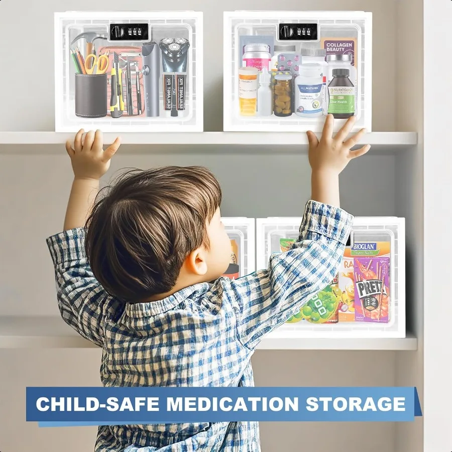 Scatola porta medicinali da 2 pezzi Scatola portaoggetti con serratura in materiale premium di grande capacità con codice combinato per media sicura