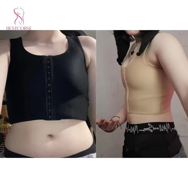Operative Post Surgery Surgical Bra Chest Binder For Lesbian Women Men With Hook Plus Size Transgender Breast Binder Tomboy Ftm