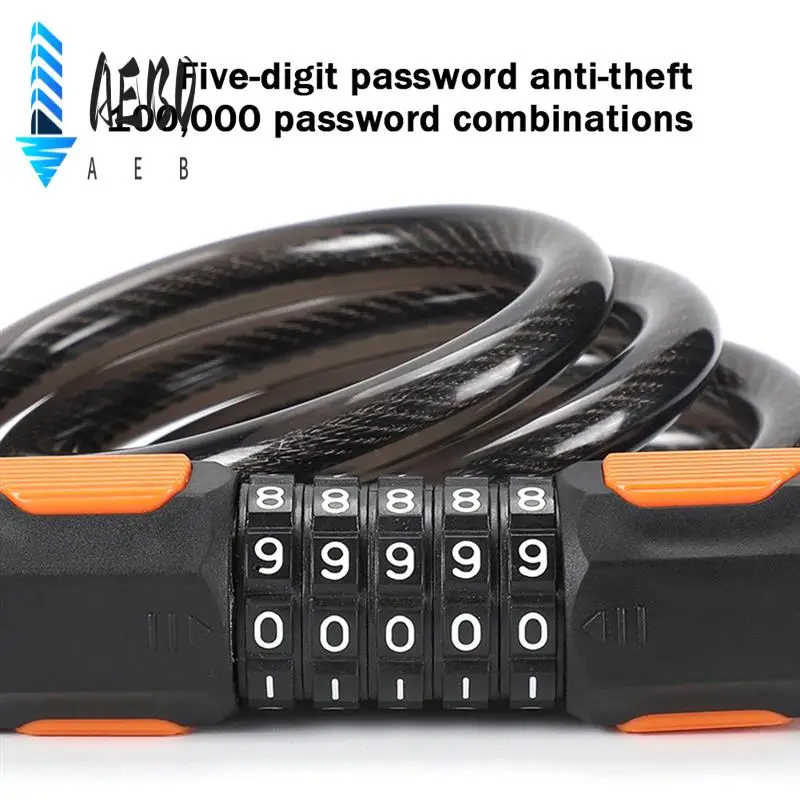 

AEB0-5-значный пароль, велосипедный замок, универсальный горный дорожный велосипед, фиксированный противоугонный тросовый замок для мотоцикла