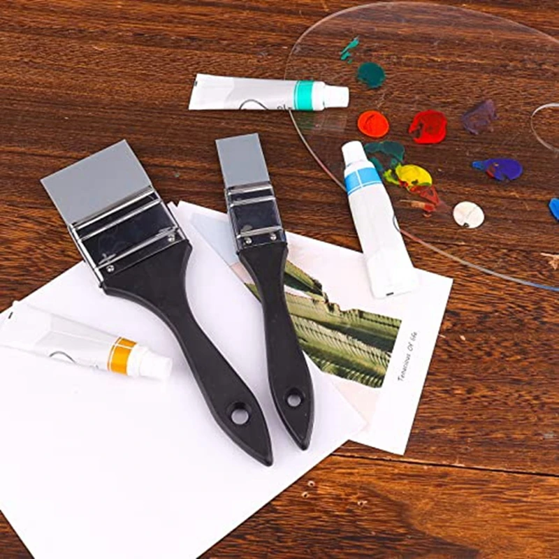 

2 шт. плоские силиконовые кисти для рисования, широкая и узкая силиконовая кисть для формирования для искусства, твердые для акриловых красок-A51M