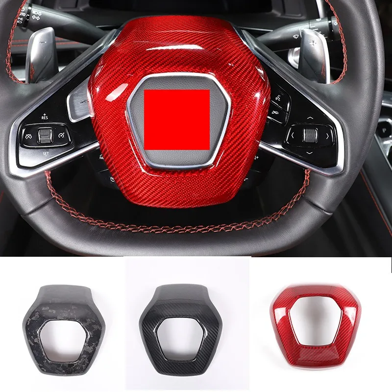 

Steering Wheel Air Bag Cover 2020-2023 For Corvette C8 Genuine Carbon Fiber 3D Decoration Sticker Interior car Accessories