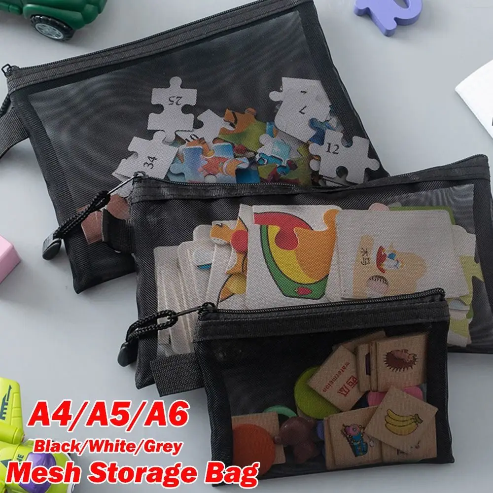 جديد النايلون شبكة ملف حقيبة A4 A5 A6 شفافة القلم حقيبة واضح زيبر الحقيبة لغز حقيبة التخزين اختبار ورقة معلومات حقيبة #1